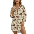 thumbnail image 1 of Xoenoiee Cowboy Horse Cactus Leaves Print Women's Swimsuit Cover Up Summer Beachwear Button Down Shirt Bikini Bathing Suit Beach Coverup Mini Dresses, 3XL, 1 of 7