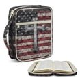 thumbnail image 1 of Xoenoiee Cross American Flag Print Bible Cover for Women Men, Quilted Carrying Book Case Church Bag Bible Accessories with Handle and Zippered Pocket for Scriptures, 1 of 7