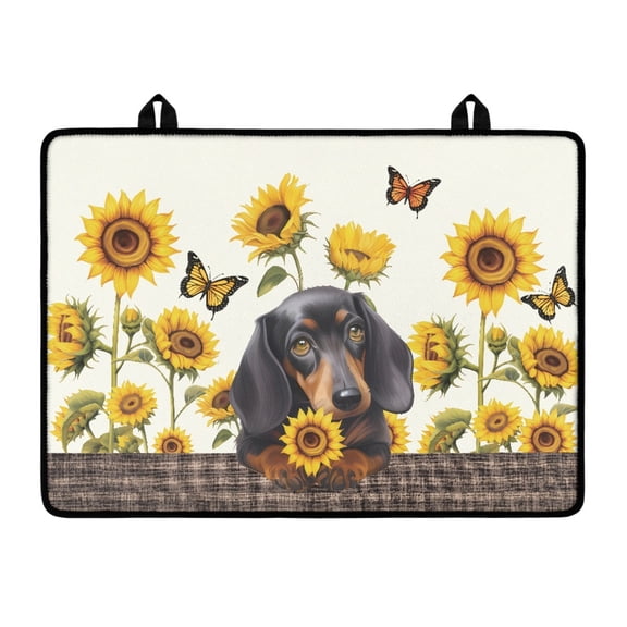 Xoenoiee Dachshund Sunflower Butterfly Print Stove Top Covers, 29.18 x 20.96 inch Electric Stove Cover Mat, Waterproof Glass Top Stove Cover, Ceramic Glass Cooktop Protector, Flat Top Oven Cover