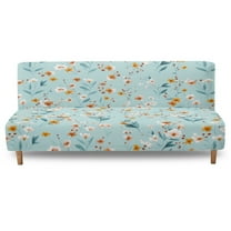 Xixirimido Daisy Blue Pattern Futon Slipcover for Armless Couch Stretchy Sofa Bed Cover Soft Elastic Couch Cover Machine Washable Furniture Protector
