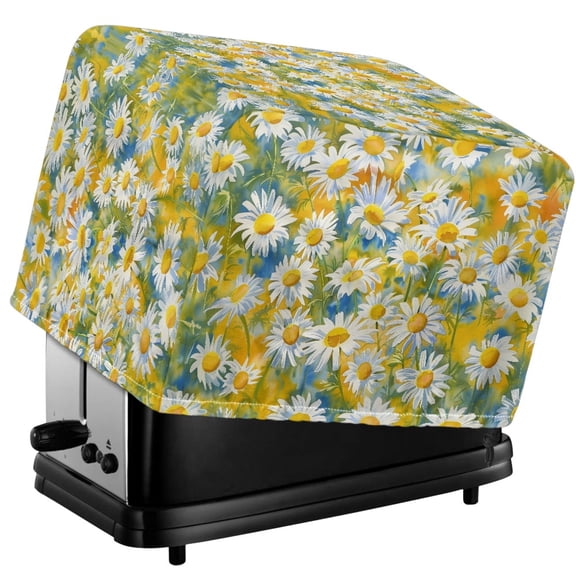 Xoenoiee Daisy Flower Print Toaster Cover 2 Slice Wide Slot, Lightweight Toaster Cover Dust Protection Washable Appliance Bag Bread Maker Cover Kitchen Accessories with Drawstring Closure, S