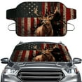 thumbnail image 1 of Xoenoiee Deer Forest American Flag Print Car Windshield Snow Cover, Foldable Ice Windshield Cover Snow Protection Cover, Easy to Use, Universal Fit for Cars, SUV, Sedan, Hatchback, 1 of 7