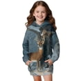 thumbnail image 1 of Xoenoiee Deer Forest Snowfield Print Long Hoodies for Girls Pullover Hoodie Dress Teenagers Lightweight Soft Sweatshirt Tops Graphic Activewear Pullover with Pocket, 9-10 Years, 1 of 7