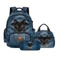 thumbnail image 1 of Xoenoiee Denim Cat Paw Print Backpack for Girls Boys Backpack with Lunch Box and Pencil Case 3PCS Set Bookbag with Front Pocket for School Teens 17 inch Large Capacity School Bag for Kids, 1 of 6