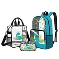 thumbnail image 1 of Xoenoiee Dinosaur Palm Leaves Print Clear Backpack for Boys Kids See Through PVC Backpack with Lunch Box and Pencil Case 3PCS Set Stadium Approved Bookbag Satchel Large Capacity School Bag Satchel, 1 of 5