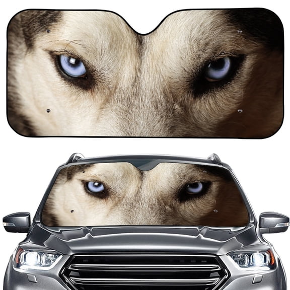 Xoenoiee Dog Eyes Print Car Windshield Sun Shade Foldable Car Front Window Sunshade Blocks UV Rays and Keeps Your Vehicle Cool