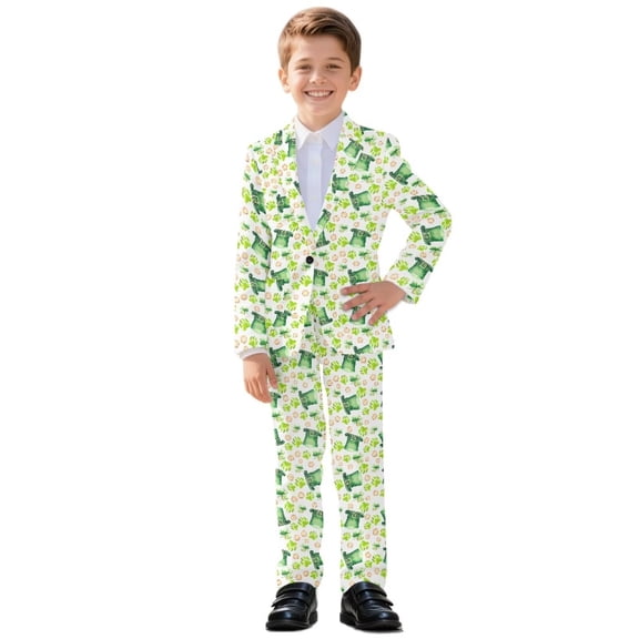 Xoenoiee Dog Paw Hat Print Boys Suit Kids Suits for Big Boys Toddler Formal Suits First Communion Suit Kids Wedding Ring Bearer Outfit, Size 7-8 Years
