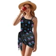 thumbnail image 1 of Xoenoiee Dog Paw Print Girls Swimsuits Adjustable Strap One Piece Bathing Suits with Cover Up Skirt, Quick Dry Hawaiian Swimwear for Teens Kids, 15-16 Years, 1 of 7