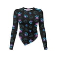 thumbnail image 1 of Xoenoiee Dog Paw Print Y2K Going Out Top for Women Long Sleeve Slim Fit Round Neck Tee Irregular Hem Blouse Fall Winter Outfits, L, 1 of 7