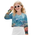 thumbnail image 1 of Xoenoiee Dolphin Fish Coral Print Girls Shirts Kids Long Sleeve Crewneck Sweatshirts Pullover Crop Tops, 9-10 Years, 1 of 7