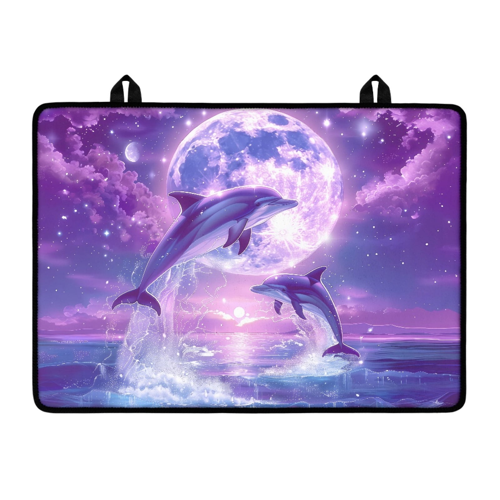 Xoenoiee Dolphin Moon Cloud Print Stove Top Cover for Electric Stove, Silicone Stove Mat for Glass Top Stove, Glass Cooktop Protector Dish Drying Mats Range Covers for Electric Stover