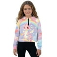 thumbnail image 1 of Xoenoiee Dragon Rainbow Heart Print Girls' Hoodies Sweatshirts Half Zipper Pullover Crop Tops for Teen Girls Long Sleeve Sweater with Pocket, 13-14 Years, 1 of 7