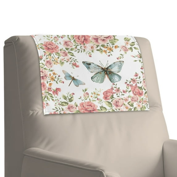 Xoenoiee Dragonfly Butterfly Print Head Rest Cover for Recliner Sofa Recliner Headrest Protector Faux Leather Non Slip Headrest Covers for Recliners Office & Theater Seat, 1 Pack