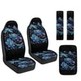thumbnail image 1 of Xoenoiee Dragonfly Lotus Flower Pattern Cars Seat Covers Full Set of 5, PU Leather Car Accessories with Seat Belt Covers Pads and Center Console Cushion Pad for Most Vehicles, 1 of 7