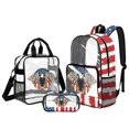 thumbnail image 1 of Xoenoiee Eagle American Flag Print Clear Backpack for Boys Kids Large Capacity Backpack with Lunch Box and Pencil Case 3PCS Set Bookbag with Front Pocket See Through PVC School Bag with Side Pocket, 1 of 5