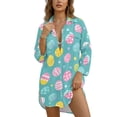 thumbnail image 1 of Xoenoiee Eatser Egg Polka Dot Print Bathing Suit Cover Up for Women Lightweight Swimsuit Coverup Dress Long Sleeve Button Shirt Beach Cover Ups Summer Vacation Outfit, 2XL, 1 of 7