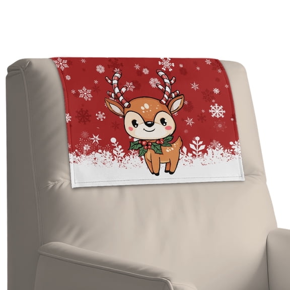 Xoenoiee Elk Snowflake Print Leather Recliner Headrest Protector, Universal Headrest Cover for Recliner Chair Sofa Covers Couch Chair Head Protector for Sofa Furniture Christmas Decor, 1 Pack
