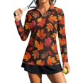 thumbnail image 1 of Xoenoiee Fall Maple Leaves Print Women's Long Sleeve Golf Polo Shirts Thanksgiving Quick Dry Collared V Neck Polo Shirts Athletic Tops Shirts Casual Golf Wear Activewear Golf Outfits, Size XL, 1 of 7