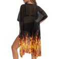 thumbnail image 1 of Xoenoiee Fire Flame Pattern Women's UPF 50+ Swim Cover Up Sun Protection Lightweight Boho Kimono Cardigans Short Sleeve Beach Cover Ups for Women, 1 of 7