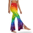 thumbnail image 1 of Xoenoiee Flare Pants Flare Leggings for Women Gym Leggings High-Waisted and Flared Slit Hem Buttery Soft Bootcut Yoga Pants for Workout, Casual, Dancing, XL, Love Pattern Rainbow, 1 of 7