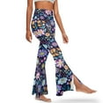 thumbnail image 1 of Xoenoiee Flared Yoga Pants for Women High Waisted Flared Leggings Bell Bottom Pants Girls Yoga Leggings Slit Front Flared Pants Tummy Control Workout Leggings, M, Hippie Flowers Lotus Blue, 1 of 6