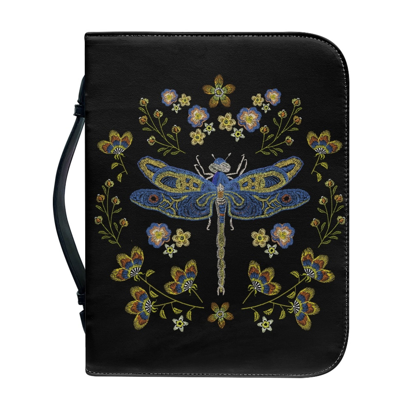 Xoenoiee Floral Dragonfly Pattern Faux Leather Bible Cover for Men ...