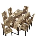 thumbnail image 1 of Xoenoiee Flower Leopard Tiger Skin Pattern Dining Table and Seat Covers Water Resistant Dining Seat Covers High Stretch Fitted Tablecloth with Dining Chairs Fits for Room Hotel Party Decor, Set of 7, 1 of 4