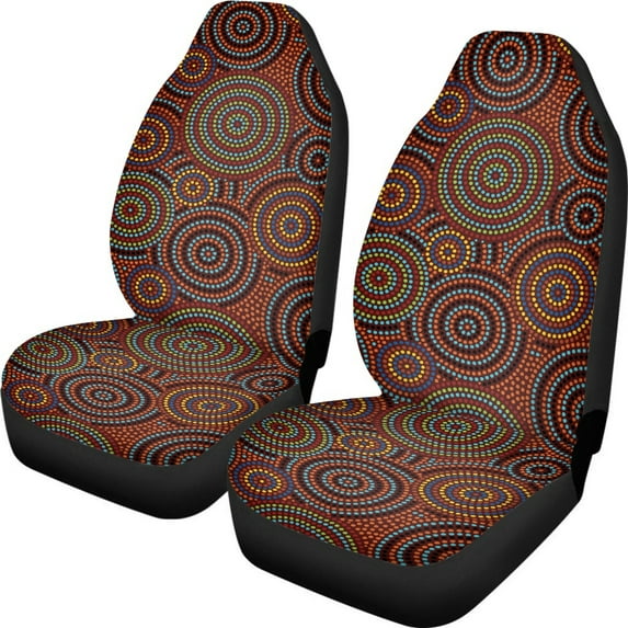 Xoenoiee Fractal Circle Print Vehicle Front Seat Protector Cover Universal Ultra-Soft Breathable Comfort Car Seats Covers Fit Most Cars, Set Of 2