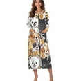 thumbnail image 1 of Xoenoiee Funny Dogs Print Zip Up Robes for Women Long Bathrobe Lightweight Full Length Housecoat with Pockets Stretchy Nightgown Nightdress, Size 4XL, 1 of 7