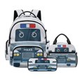 thumbnail image 1 of Xoenoiee Funny Police Car Print 3 Pack Kids Backpack with Lunch Box and Pencil Case for Boys Girls 17 Inch Kindergarten BookBag School Bag Preschool Kindergarten Toddler Backpack, 1 of 6