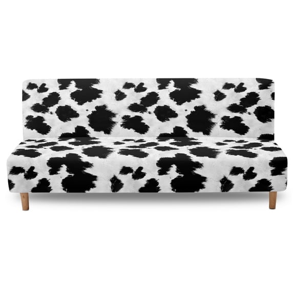 Xixirimido Futon Cover Armless Sofa Covers Sofa Bed Covers Stretch Futon Couch Cover Sofa Slipcover Washable Furniture Protector, Black Cowhide White
