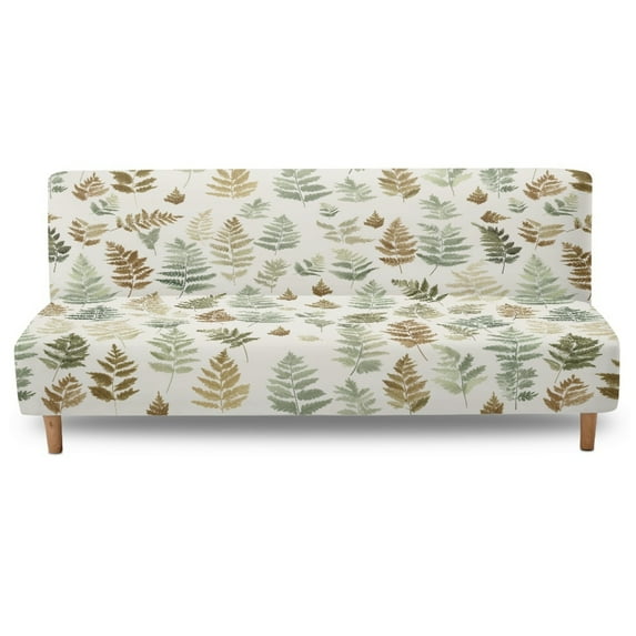 Xixirimido Futon Slipcover for Armless Couch Stretchy Sofa Bed Cover Soft Elastic Couch Cover Machine Washable Furniture Protector, Tree Leaf