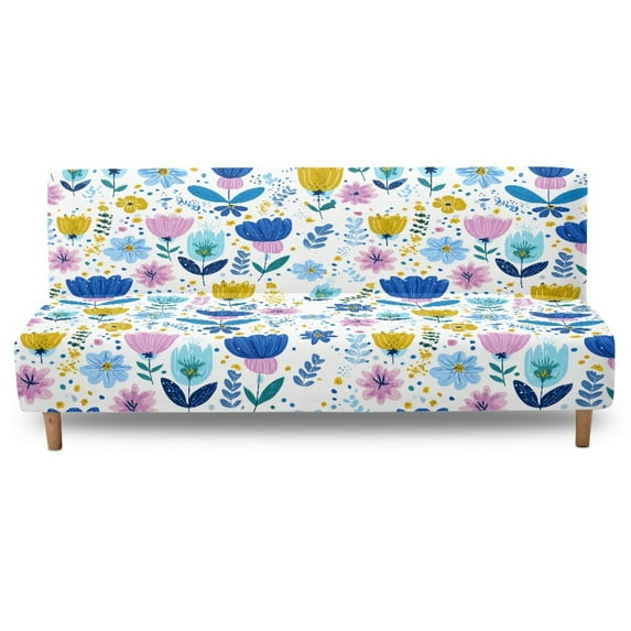 Xixirimido Futon Sofa Bed Cover Stretch Armless Futon Slipcover Washable Elastic Sofa Couch Covers Home Furniture Protector, Boho Abstract Floral Daisy