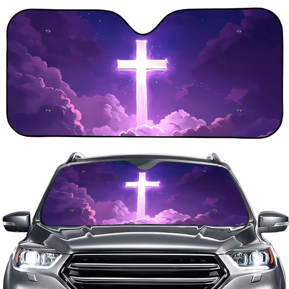Xoenoiee Galaxy Cross Cloud Print Car Front Windshield Shade Accordion Folding Auto Sunshade for Car Truck SUV, Blocks UV Rays Sun Visor Protector, Keeps Your Vehicle Cool, 57.1 x 27.4 Inch
