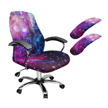 Xoenoiee Galaxy Print Home Office Chair Cover with Armrest Covers, 3 Pieces Stretchable Computer Desk Chair Cover High Back Universal Boss Chair Covers Removable Gaming Chair Covers, L