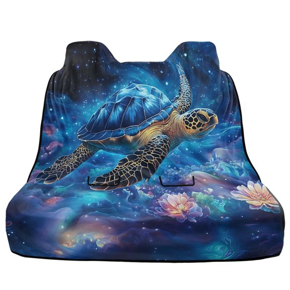 Xoenoiee Galaxy Turtle Flower Print Rear Bench Towel Seat Covers, Universal Back Seat Cover Split Bench for Cars, Trucks, SUVs, Waterproof Auto Seat Protector for Most Vehicles