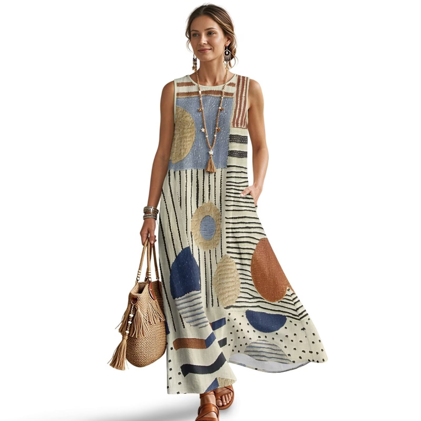 pokey stripe sleeveless cotton maxi dress Pokey Stripe Sleeveless Cotton Maxi Dress (Women)
