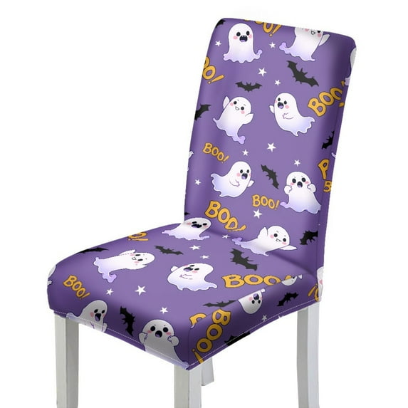 Xoenoiee Ghost Bat Star Print Waterproof Chair Covers for Dining Room, Halloween Decor Stretch Dining Chair Covers Kitchen Parsons Chair Covers, Machine Washable, 1 Set