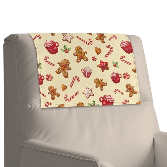 Xoenoiee Gingerbread Man Candy Star Print Leather Couch Headrest Covers Easy Clean Headrest Protector for Recline Chair, Waterproof Furniture Protectors Christmas Decor, 1 Pack