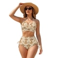 thumbnail image 1 of Xoenoiee Giraffe Flower Print Womens High Waisted Bikini Set Two Piece Swimsuits Tummy Control Tie Knot 2026 Bathing Suits with Drawstring Tie Side Bottom, Size XL, 1 of 7