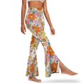 thumbnail image 1 of Xoenoiee Girls Flared Leggings Buttery Soft Bell Bottom Pants for Women Split Hem Flared Pants High-Waisted Tummy Control Workout Pants Flared Yoga Pants, S, Hippie Flowers, 1 of 6