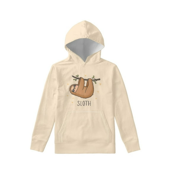 Xoenoiee Girls Hoodies Branch Sloth Star Print Hooded Sweatshirt for Kids with Front Kangaroo Pocket Long Sleeve Hoodiesfor Fall Winter Clothes Pullover Athleticwear, L