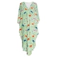 thumbnail image 1 of Xoenoiee Green Butterfly Flower Pattern Women's Plus Size Loose Fit V-Neck Batwing Kaftan Maxi Beach Dress Bathing Suit Caftan Cover Up Loungewear Resort Wear, 1 of 7