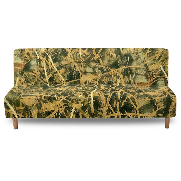 Xoenoiee Green Hunting Camo Pattern Futon Slipcover Armless Folding Sofa Cover Stretch Elastic Washable Couch Sofa Furniture Protector for Futon Sofa Bed Without Armrests