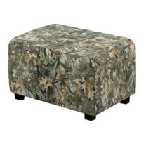 Xoenoiee Green Hunting Camo Print Stretch Rectangle Ottoman Cover Breathable Folding Storage Stool Furniture Protector Soft Rectangle Slipcover with Elastic Bottom, S