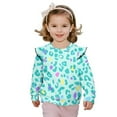thumbnail image 1 of Xoenoiee Green Leopard Print Toddler Baby Girl Sweatshirt Long Sleeve Shirts Kids Fall Winter Sweat Shirt Tops with Ruffles Trim, Size 3-4 Years, 1 of 7