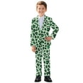 thumbnail image 1 of Xoenoiee Green Shamrock Print Boys Suits 2 Piece Formal Suit Set Slim Fit Formal Dress Clothes St. Patrick's Day Ring Bearer Outfit for Kids, Size 5-6 Years, 1 of 7