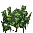 thumbnail image 1 of Xoenoiee Green Shamrock Print Chair Covers Set of 6 and Table Cloth, Stretch Chair Slipcovers Table Cloth St. Patrick's Day Decor, Washable Removable Chair Protector Chair Covers for Dining Room, 1 of 6