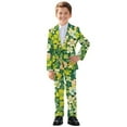 thumbnail image 1 of Xoenoiee Green Shamrock Print Suit for Boys Formal Wedding Dress St. Patrick's Day Kids Boy Suits Boys' Birthday Party Homecoming Outfit Jacket and Pants Set, Size 9-10 Years, 1 of 7