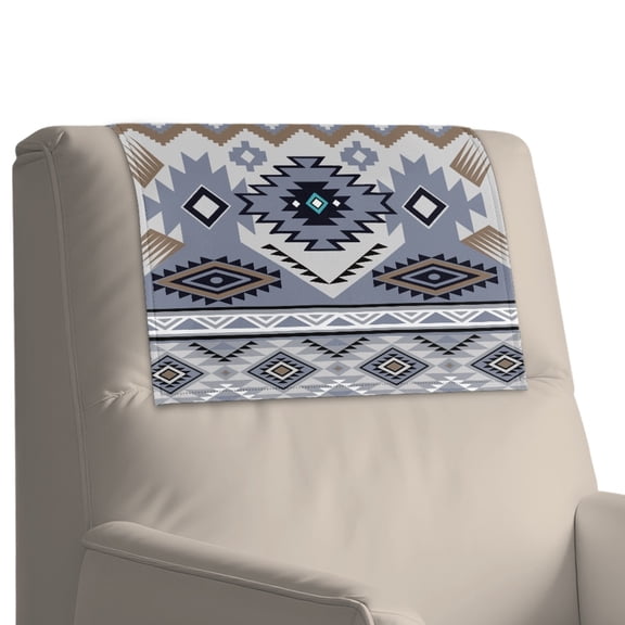 Xoenoiee Grey Geometric Aztec Tribe Print Non Slip Recliner Headrest Protector, Washable Leather Headrest Covers for Recliner Chair, Waterproof Couch Head Rest Covers for Sofa, Furniture, 1 Pack